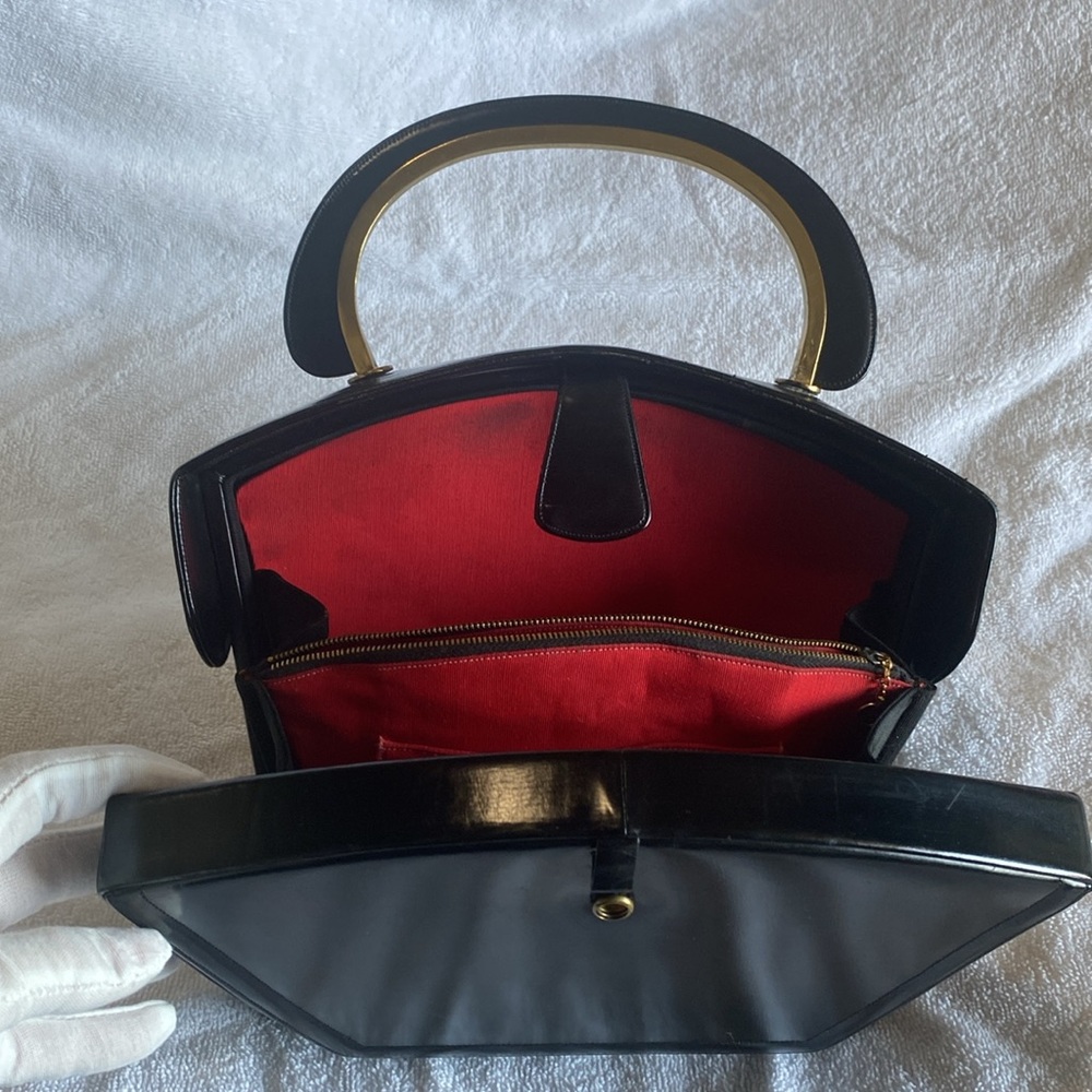 π₯β€οΈππ» EUC Coblentz Original 1950s Vintage Black Structured Handbag ππ»β€οΈπ₯ - Picture 8 of 16